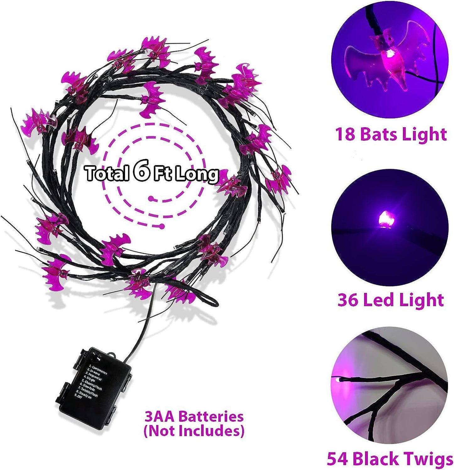 Halloween LED Takverlichting – Paars & Oranje