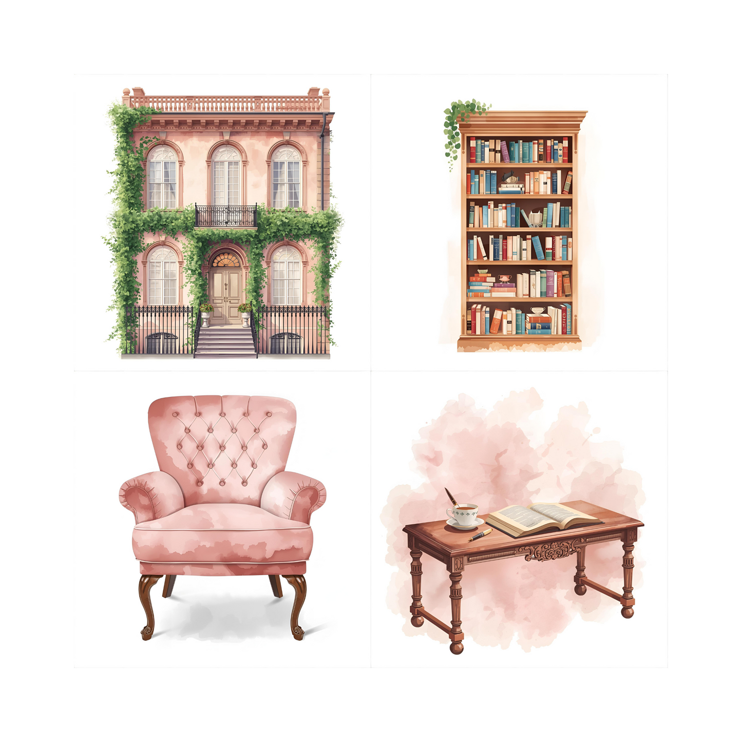 Parijse Vintage Chic Clipart Digitale Stickers