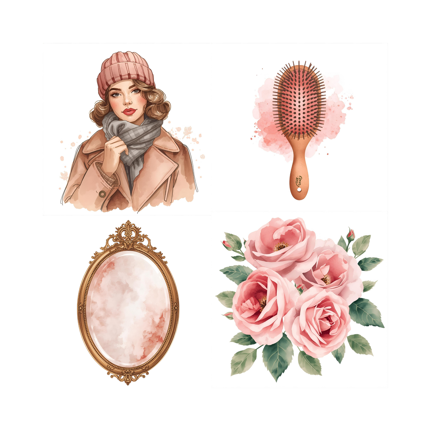 Parijse Vintage Chic Clipart Digitale Stickers