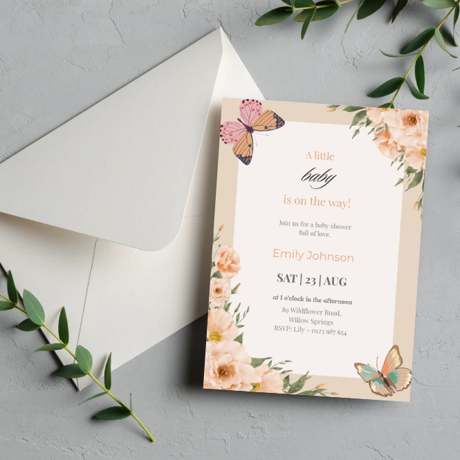 Digitale Babyshower Uitnodiging – A little baby Printable Kaart (Personaliseerbaar)