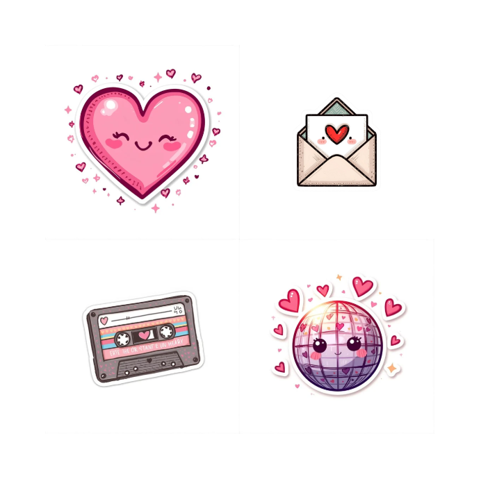 Valentijn Digitale Stickers – 24 Schattige Roze Stickers