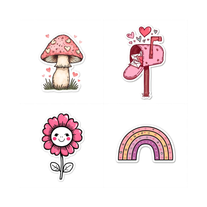Valentijn Digitale Stickers – 24 Schattige Roze Stickers