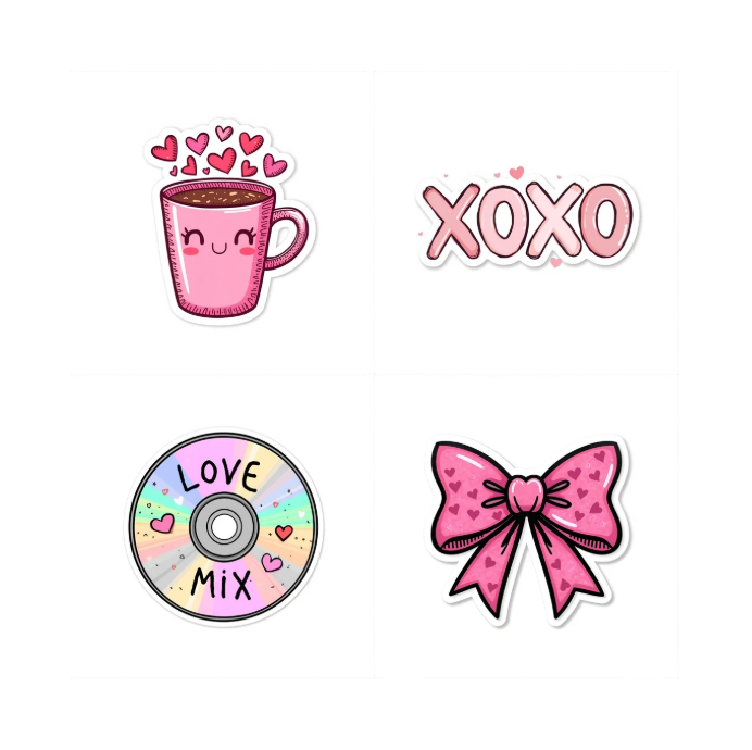 Valentijn Digitale Stickers – 24 Schattige Roze Stickers