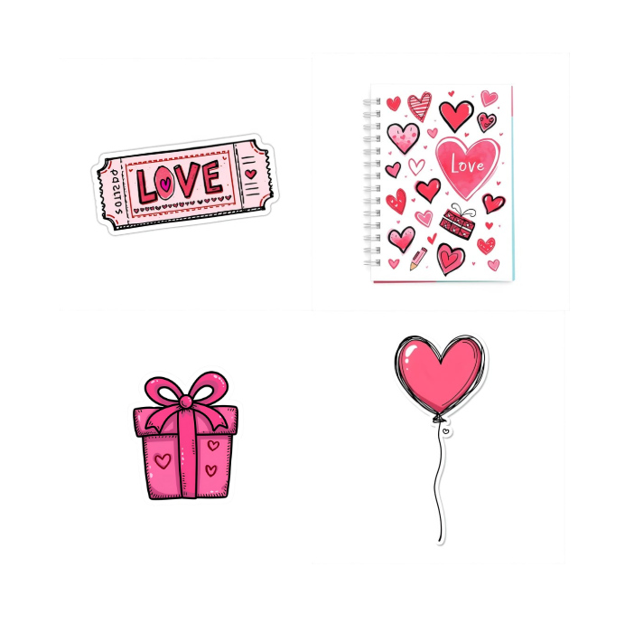 Valentijn Digitale Stickers – 24 Schattige Roze Stickers