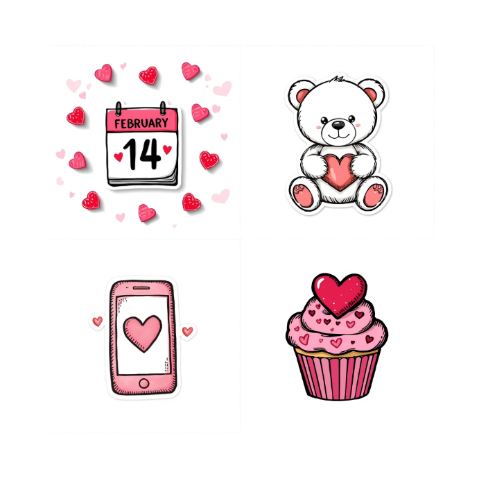Valentijn Digitale Stickers – 24 Schattige Roze Stickers