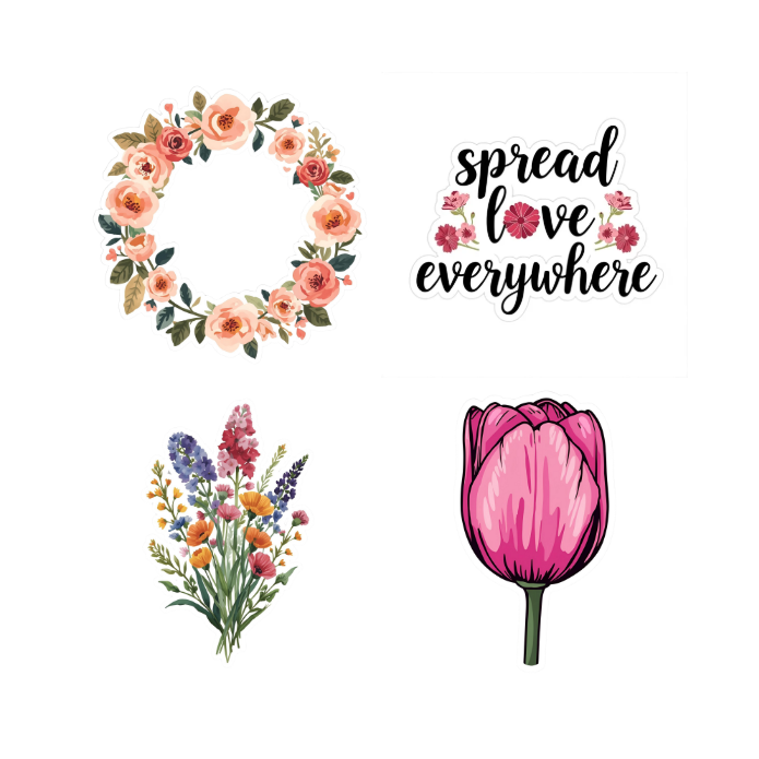 Positive & Flowers Digitale Stickers – 24 Motiverende Bloemenstickers