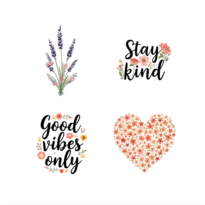 Positive & Flowers Digitale Stickers – 24 Motiverende Bloemenstickers