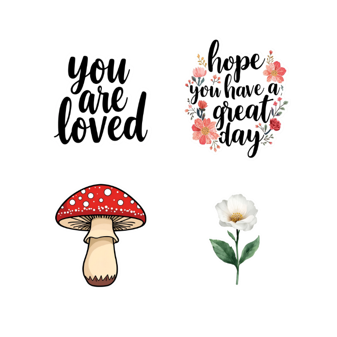 Positive & Flowers Digitale Stickers – 24 Motiverende Bloemenstickers