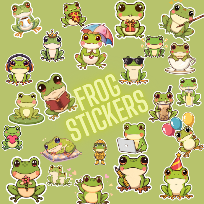 Kikkerstickers – 24 Kawaii Frog Stickers