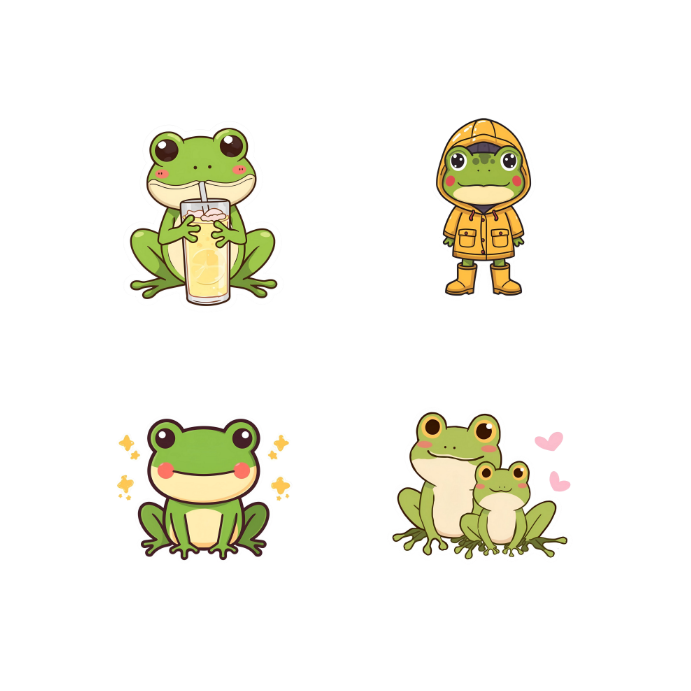 Kikkerstickers – 24 Kawaii Frog Stickers