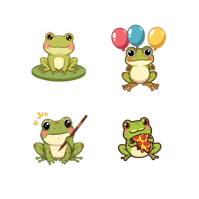 Kikkerstickers – 24 Kawaii Frog Stickers
