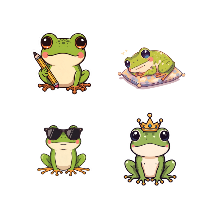 Kikkerstickers – 24 Kawaii Frog Stickers