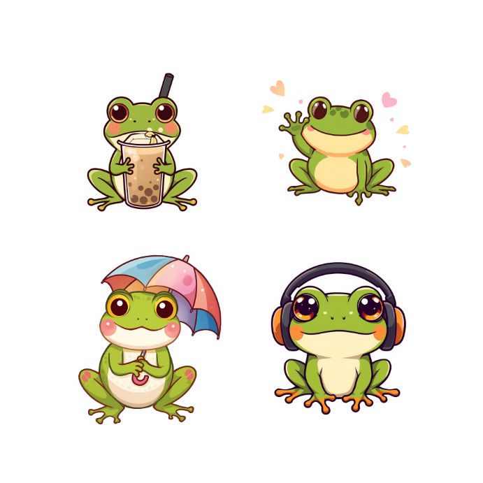 Kikkerstickers – 24 Kawaii Frog Stickers