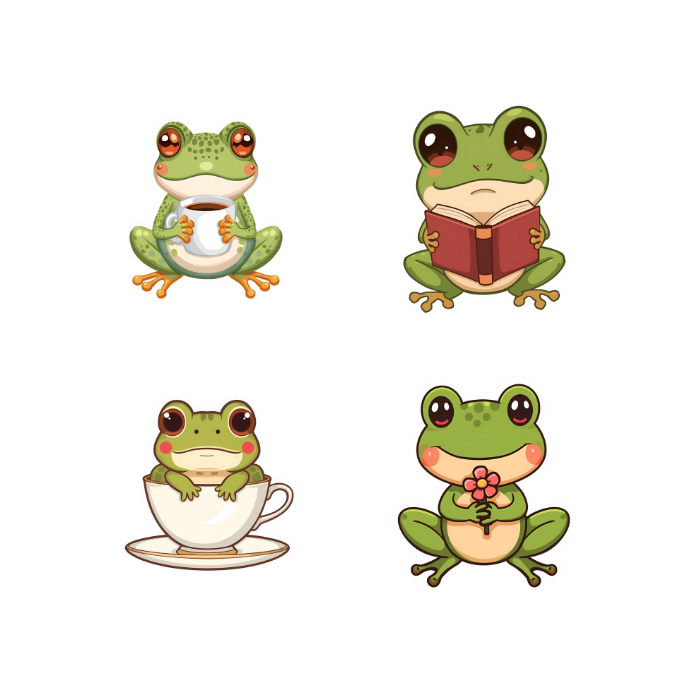 Kikkerstickers – 24 Kawaii Frog Stickers