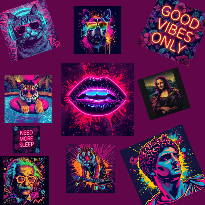Neon Aesthetic Poster Bundle – 10 Printbare Posters