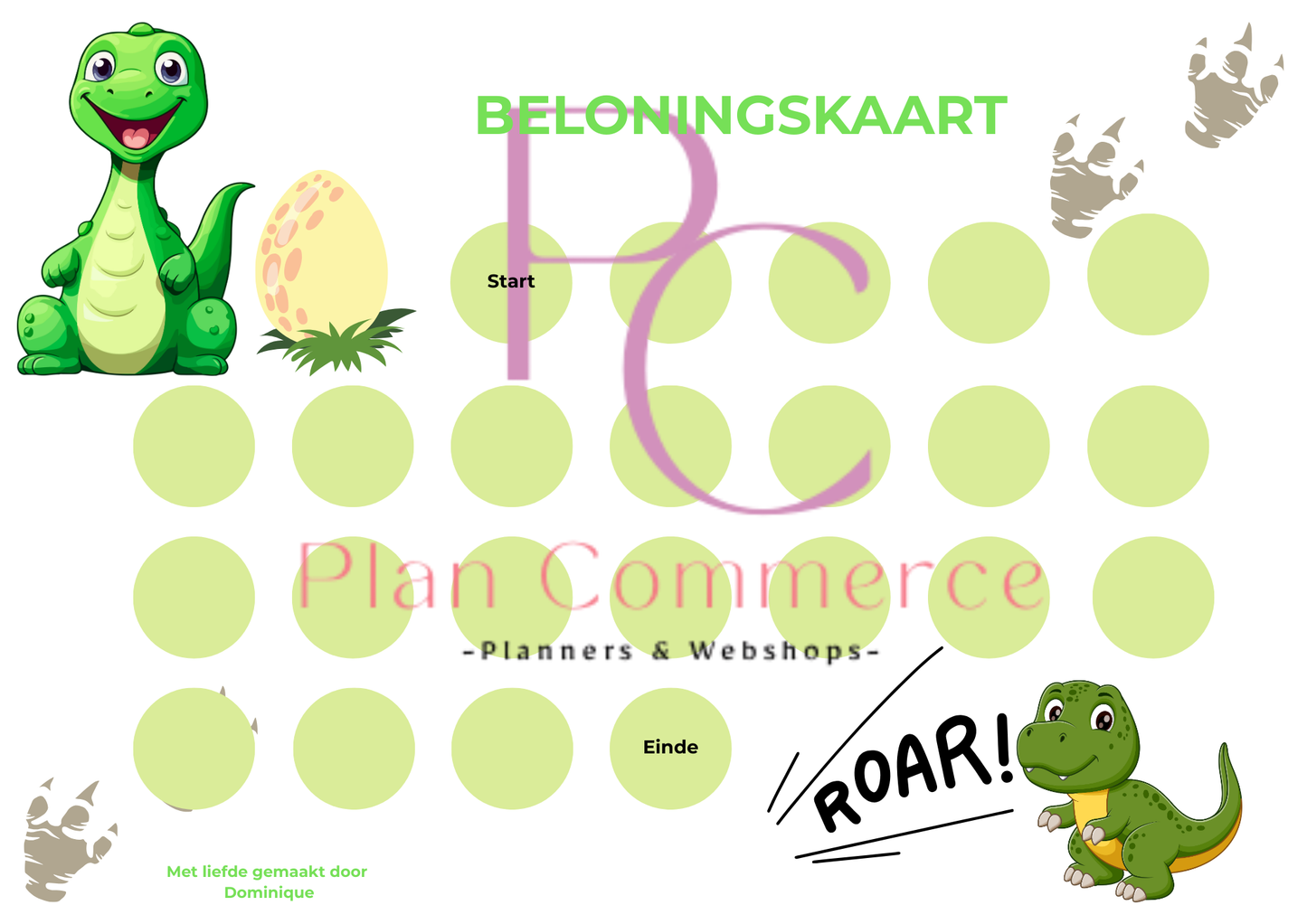 Beloningskaart Kinderen – Dino - Printable PDF - (Direct Download)