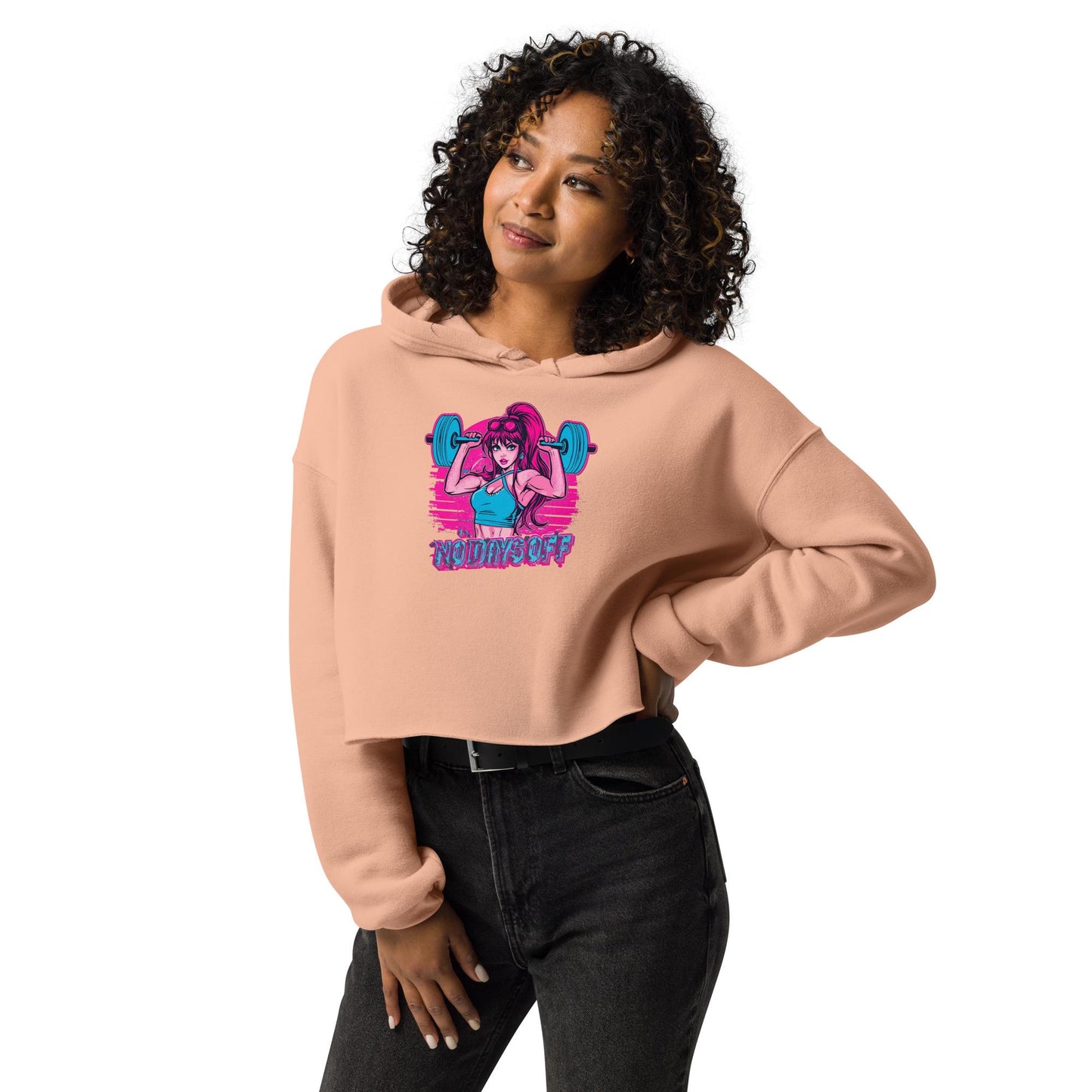 Women's Cropped Hoodie WORKOUT Hoodie | Gym Barbell Fitgirl Sweatshirt | Neon Fitness Streetwear | Strong Women Hoodie