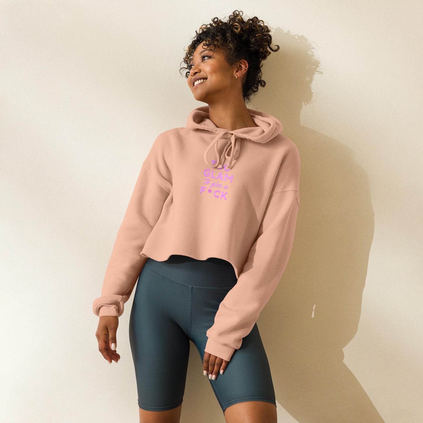 Too Glam To Give A F*ck Cropped Hoodie Bold Slogan Streetwear Sweatshirt