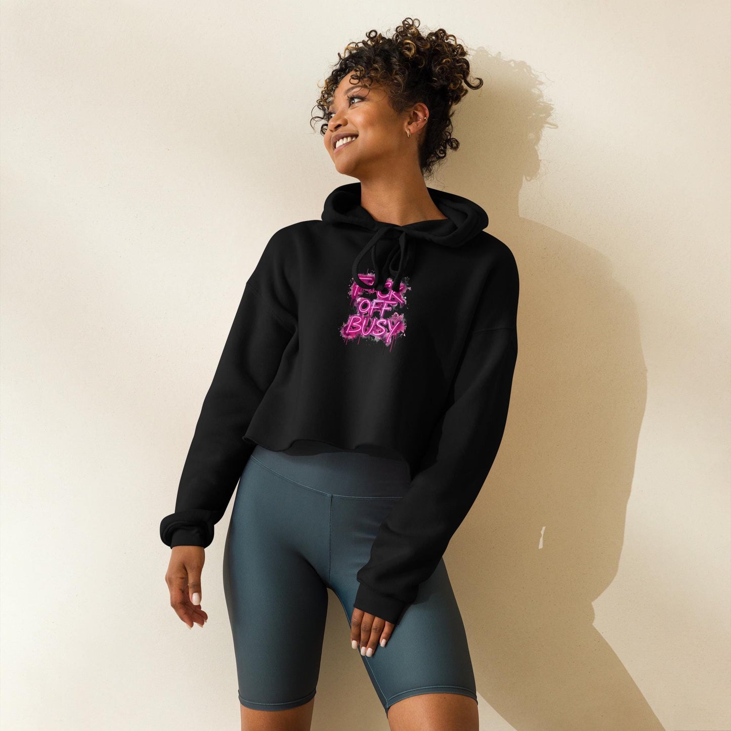 F*ck Off Im Busy Neon Crop Top Bold Funny Graphic Tee, Trendy Streetwear Statement