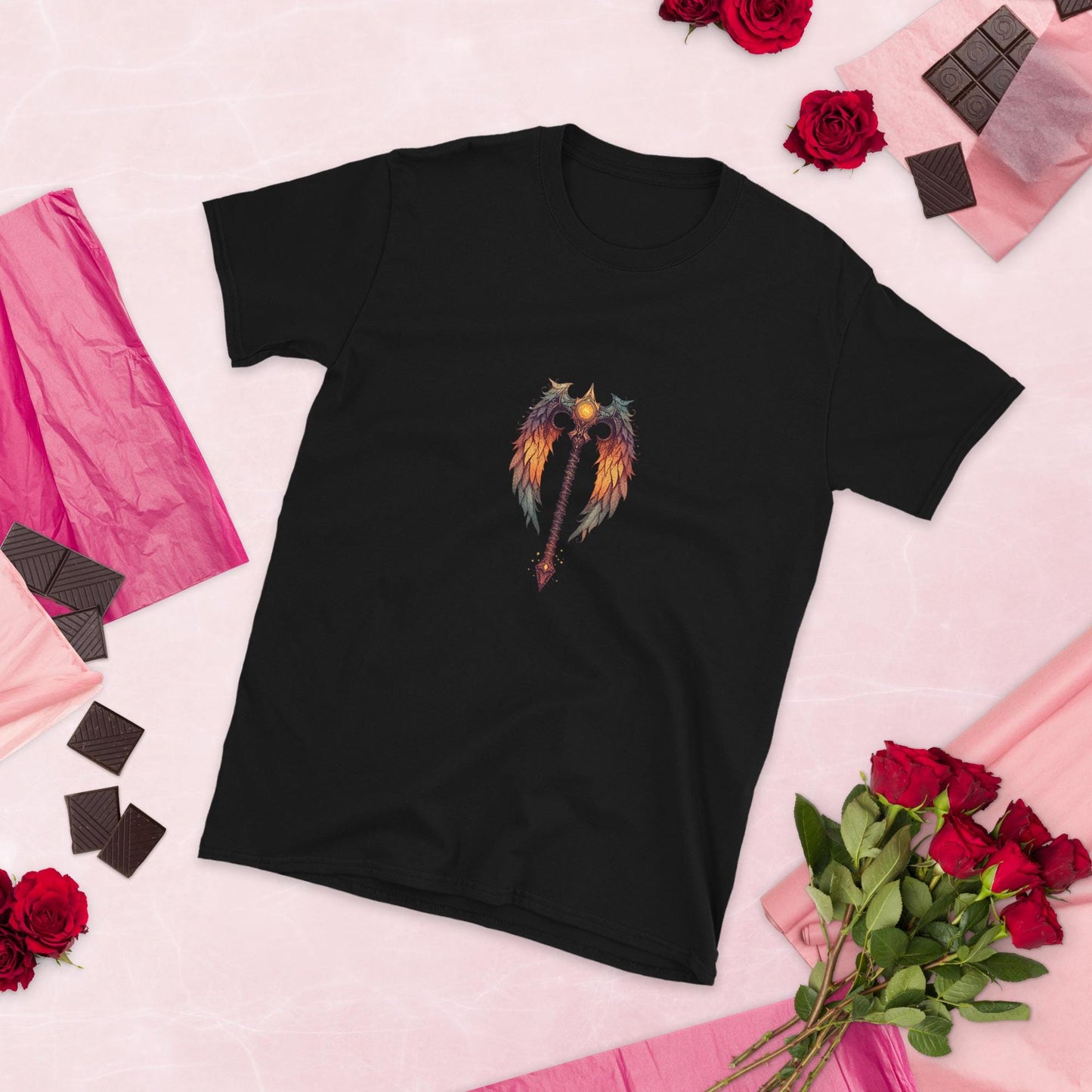 Fairy Viking Winged Sword T Shirt | Unisex 100 percent Cotton Tee | Black or White | XS to XL | Phoenix Wings Blade | Fantasy Angelcore Top