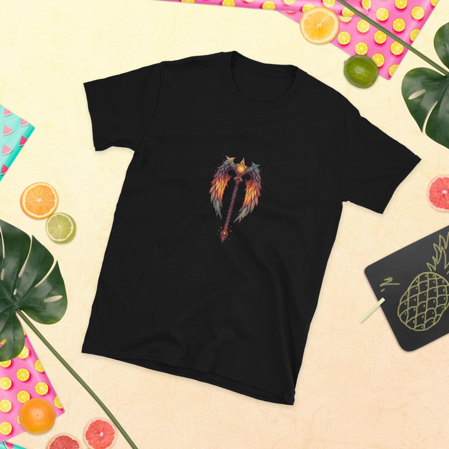 Fairy Viking Winged Sword T Shirt | Unisex 100 percent Cotton Tee | Black or White | XS to XL | Phoenix Wings Blade | Fantasy Angelcore Top