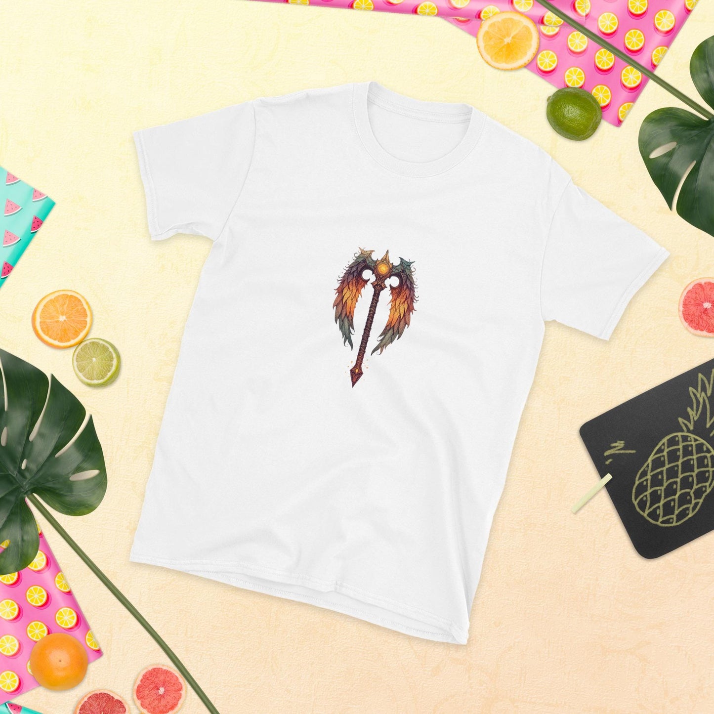 Fairy Viking Winged Sword T Shirt | Unisex 100 percent Cotton Tee | Black or White | XS to XL | Phoenix Wings Blade | Fantasy Angelcore Top