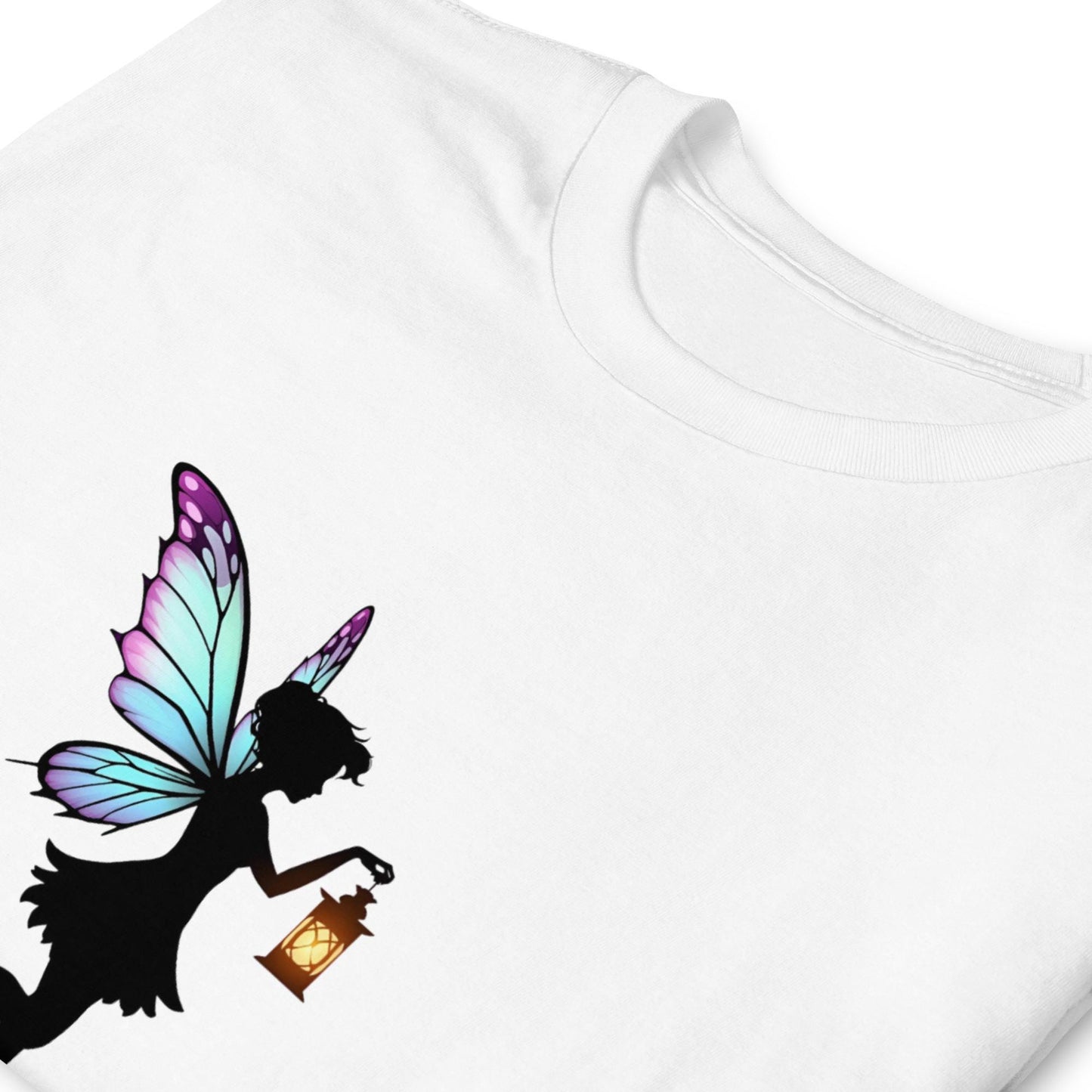 Lantern Fairy Silhouette T-Shirt | Fairycore Graphic | Whimsical Wings | White