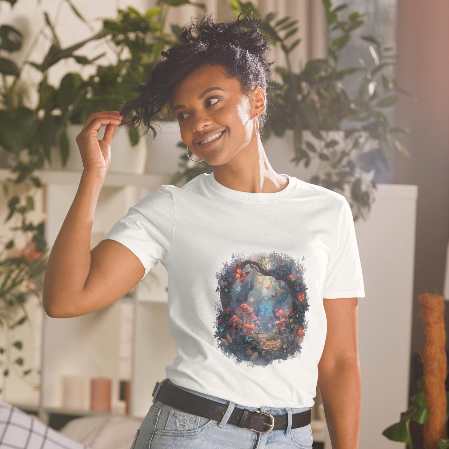 Enchanted Butterfly Forest Portal T Shirt | Fairycore Mushroom Grove | Fantasy Woodland Graphic
