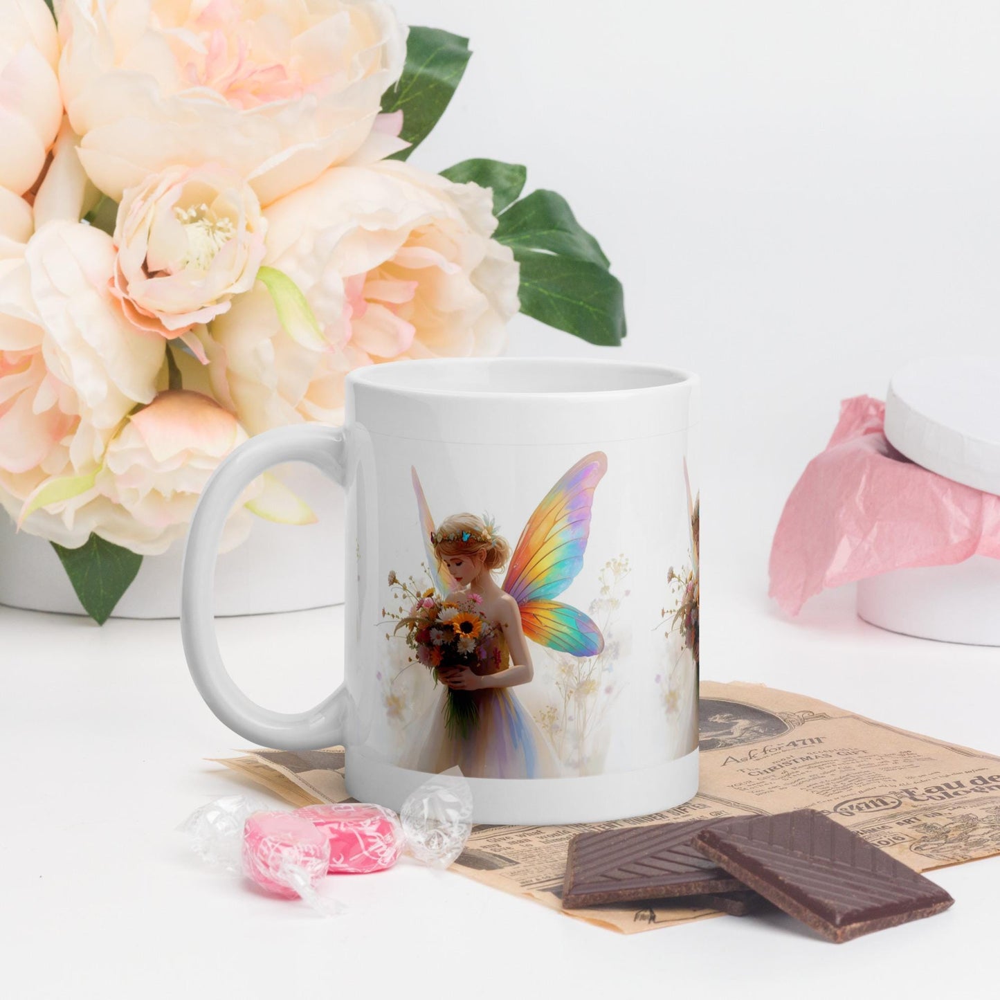 Bouquet Fairy Mug | Rainbow Wings Floral Cup | Dishwasher & Microwave Safe