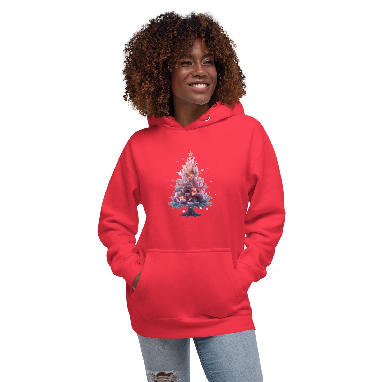 Watercolor Christmas Tree Hoodie | Fantasy Holiday | Unisex Cozy Sweatshirt
