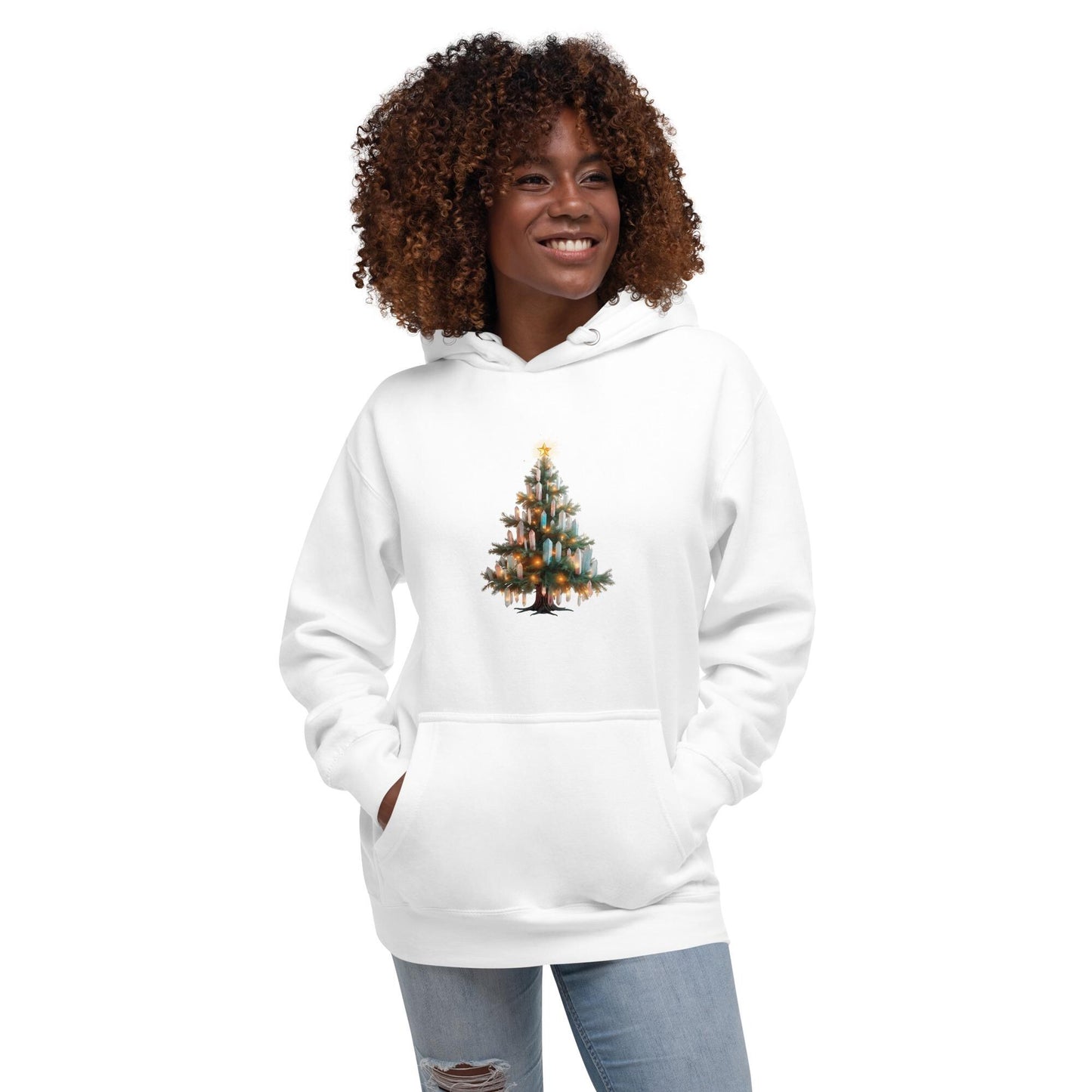 Crystal Christmas Tree Hoodie | Fantasy Holiday | Unisex Cozy Winter Sweatshirt