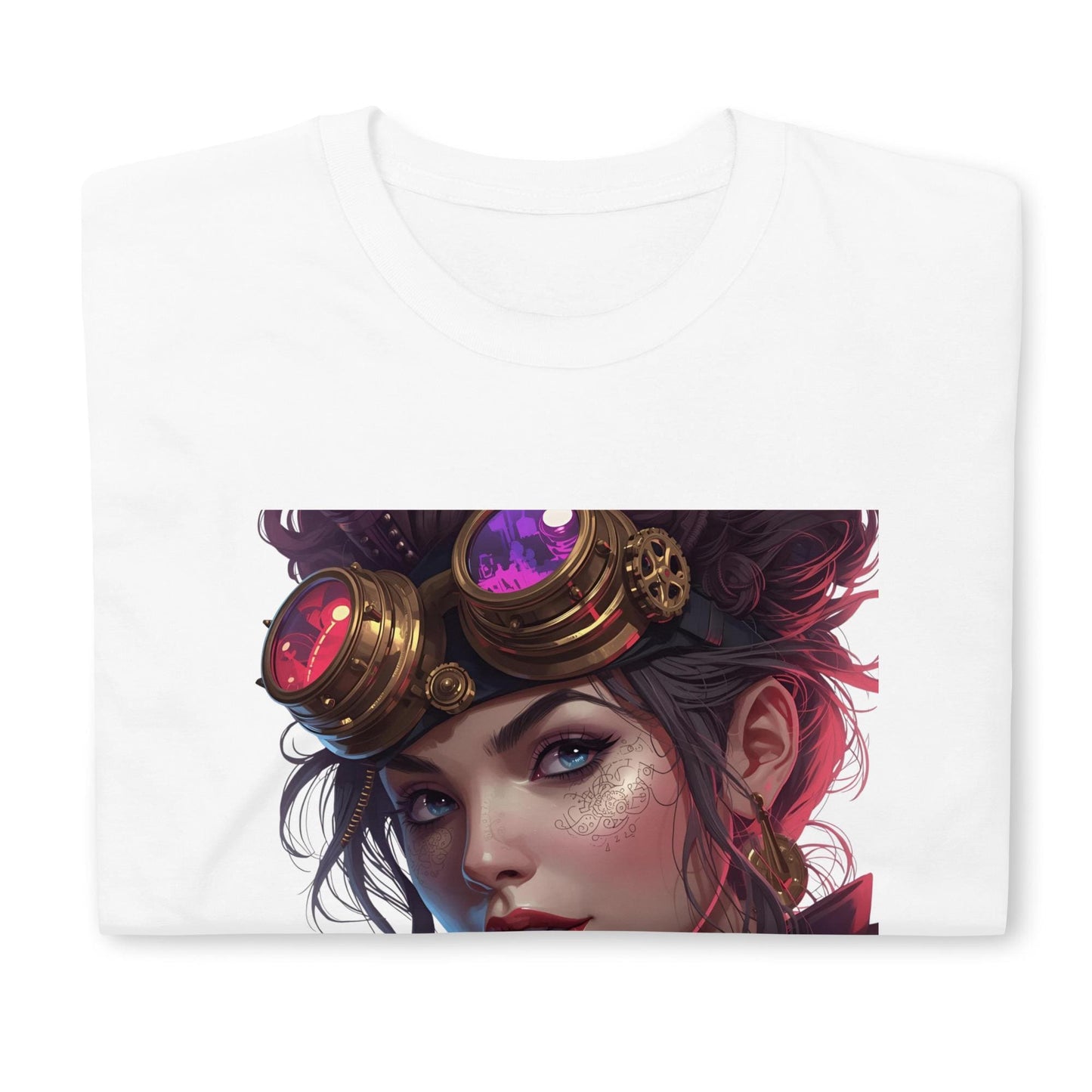 Steampunk Fairy T Shirt | Neon Goggles Portrait | Vintage Sci Fi Art Tee | Unique Gift