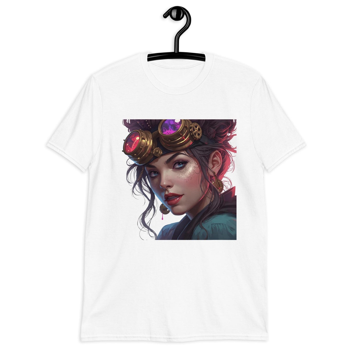 Steampunk Fairy T Shirt | Neon Goggles Portrait | Vintage Sci Fi Art Tee | Unique Gift