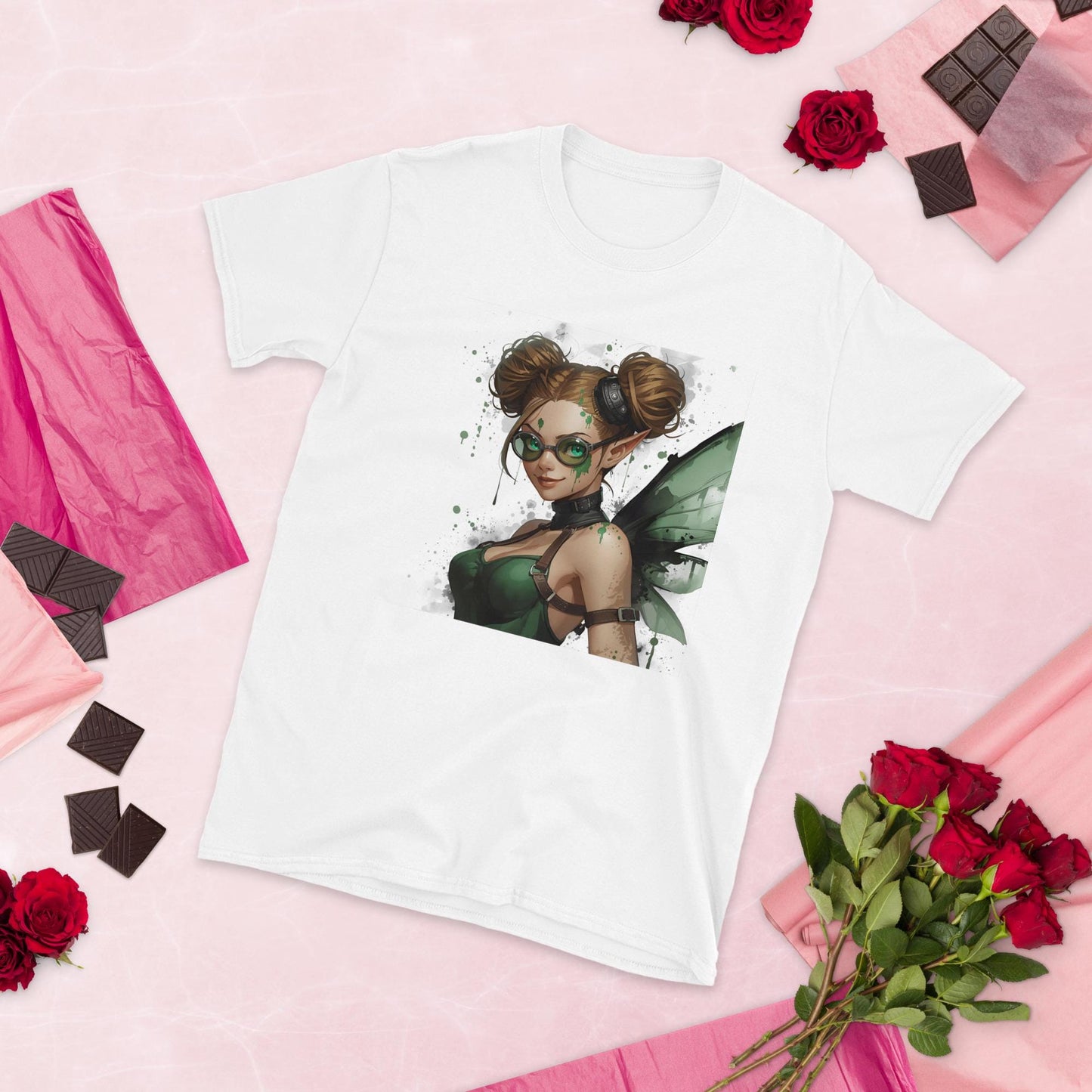Steampunk Fairy T Shirt | Green Goggles Pixie | Winged Clockwork Art Tee | Fantasy Streetwear Top