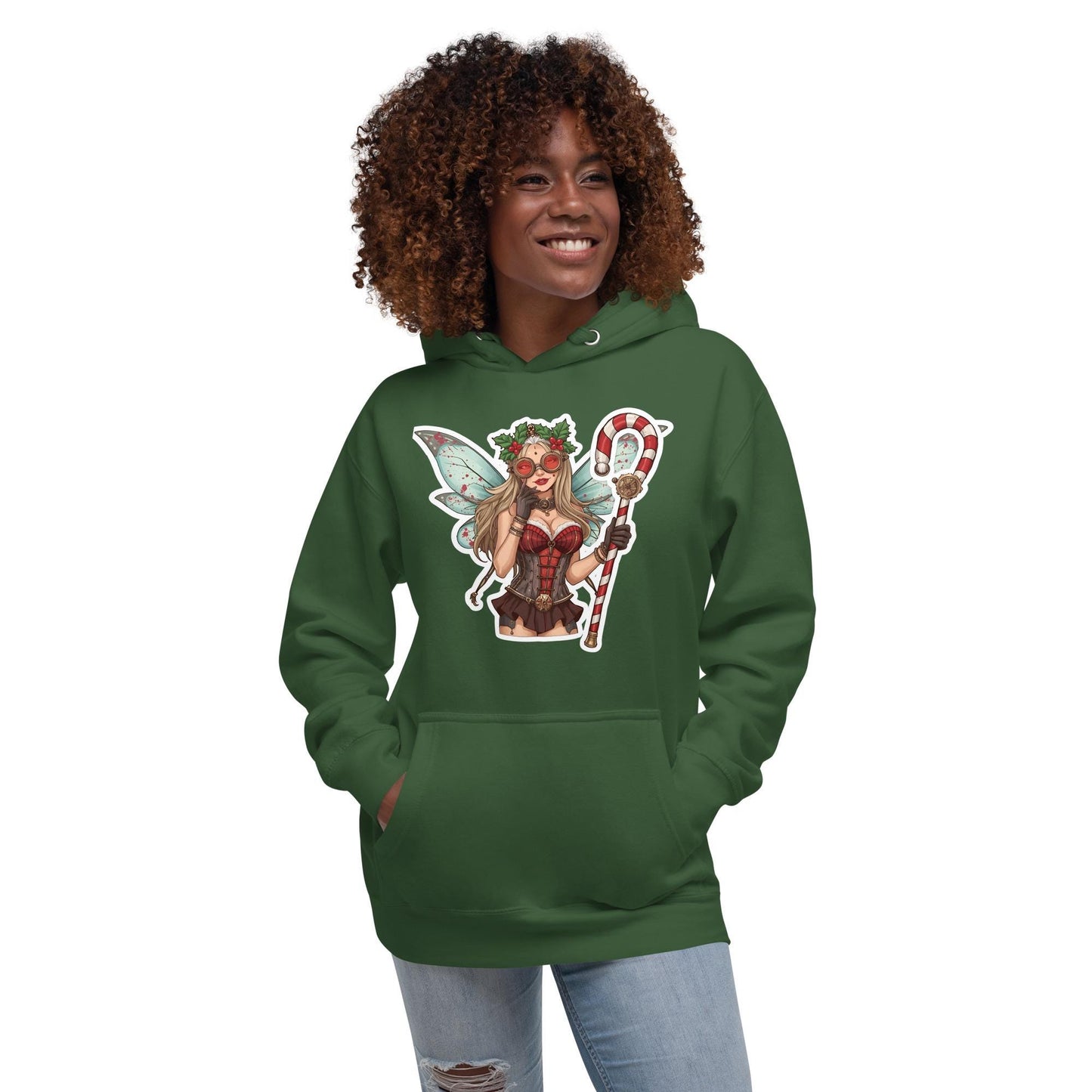 Steampunk Christmas Fairy Hoodie | Candy Cane Staff | Festive Fantasy Streetwear