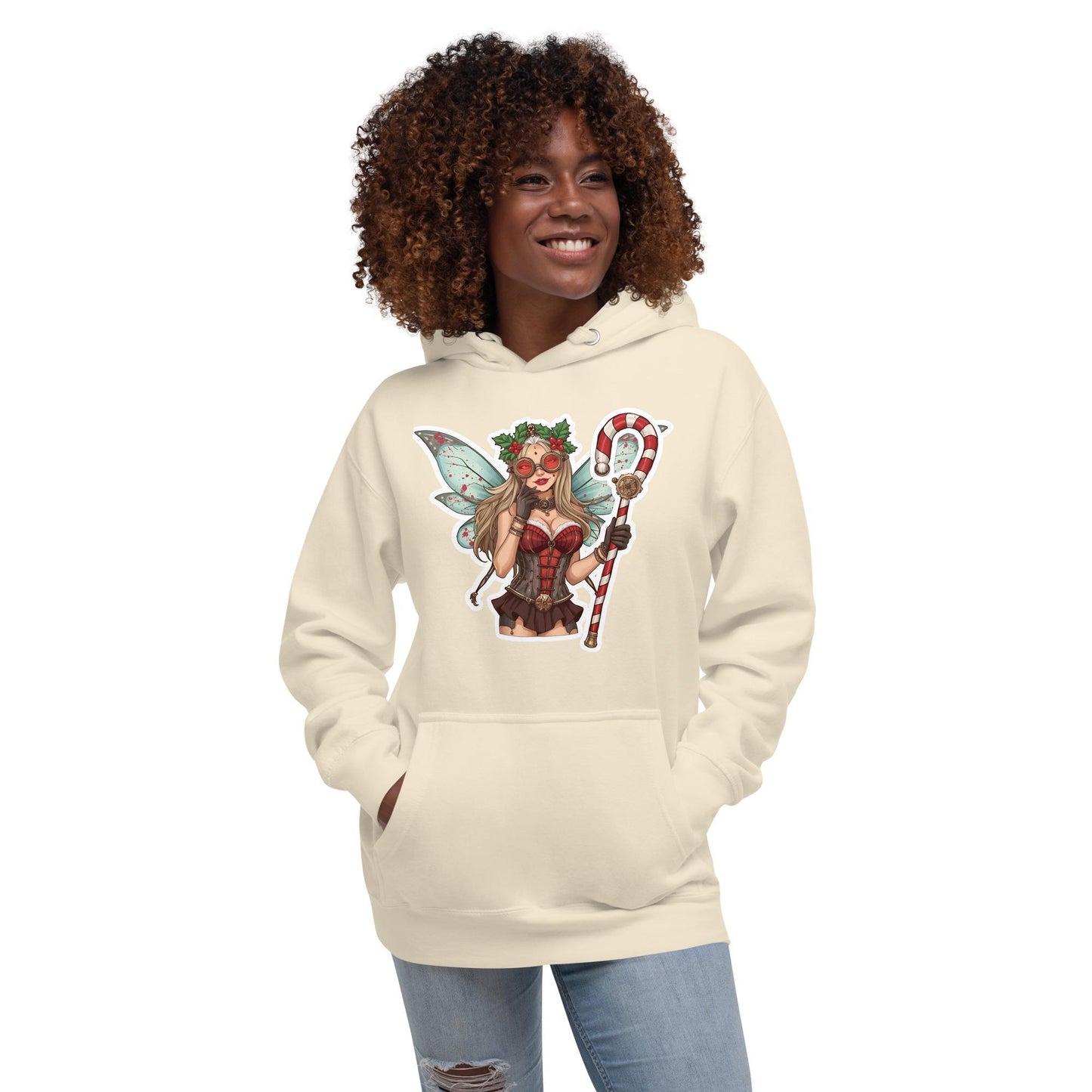 Steampunk Christmas Fairy Hoodie | Candy Cane Staff | Festive Fantasy Streetwear