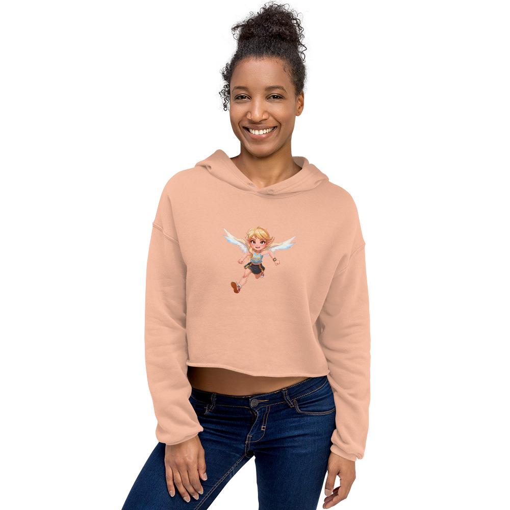 Fairy Sport Crop Hoodie Cute Fitness Hoodie with Magic Fairy Design | Womens Cropped Sweatshirt