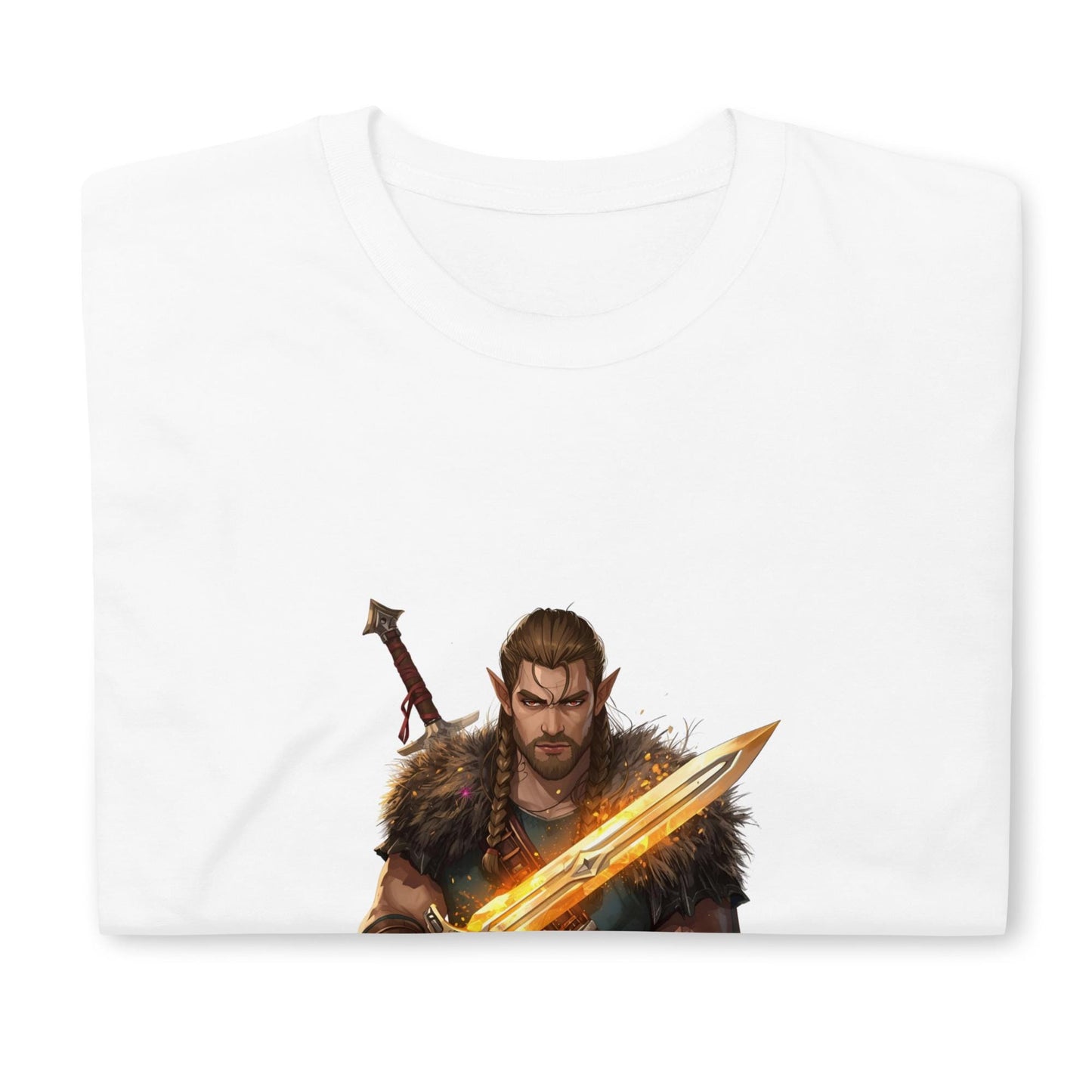 Fairy Viking Warrior T-Shirt | Golden Sword Graphic | Norse Fantasy | White