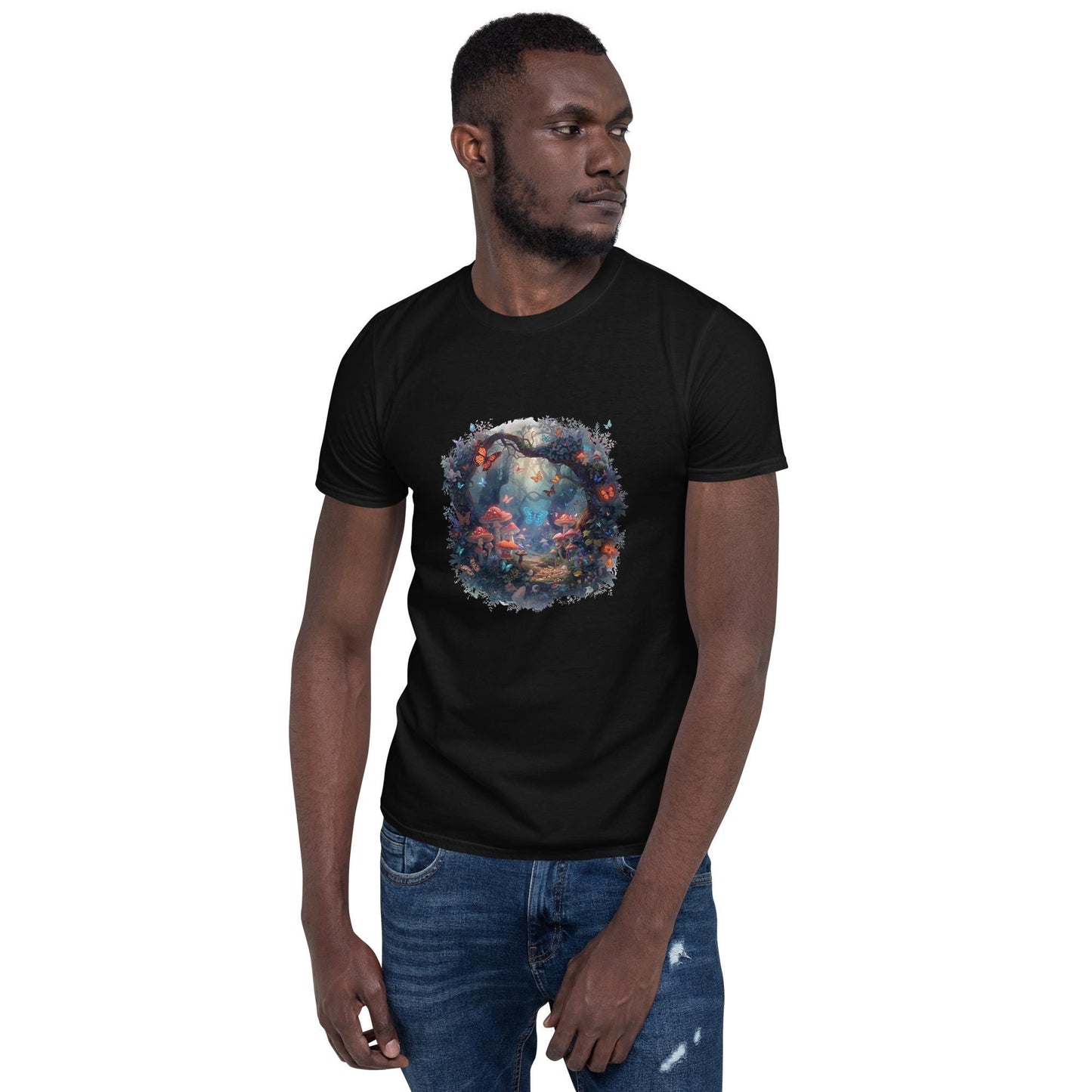 Enchanted Butterfly Forest Portal T Shirt | Fairycore Mushroom Grove | Fantasy Woodland Graphic