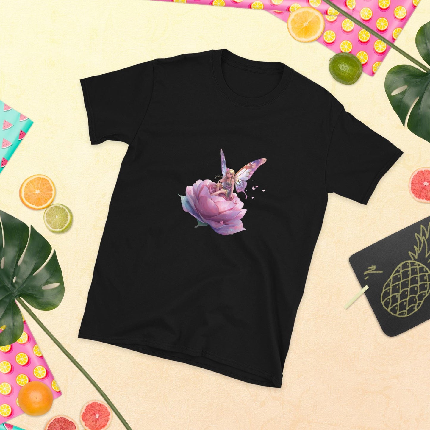 Floral Fairy Rose T-Shirt | Fairycore Graphic | Black or White | Unisex Tee