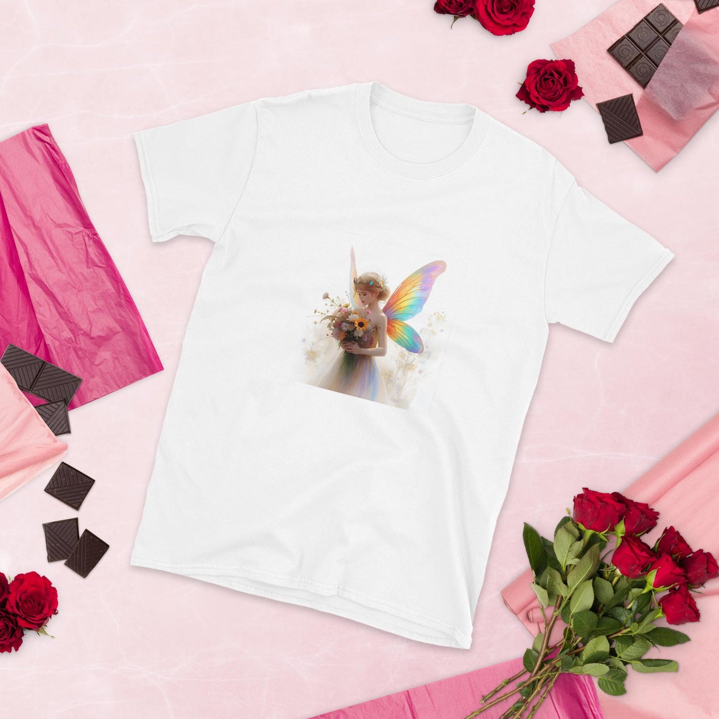 Bouquet Fairy T Shirt | Rainbow Wings Floral Fairycore Graphic | Black or White