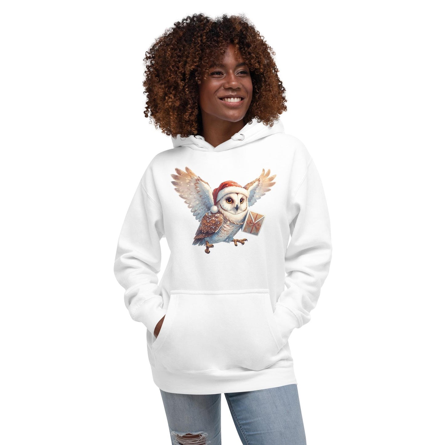 Holiday Owl Post Hoodie | Fantasy Christmas Barn Owl | Unisex Cozy Sweatshirt