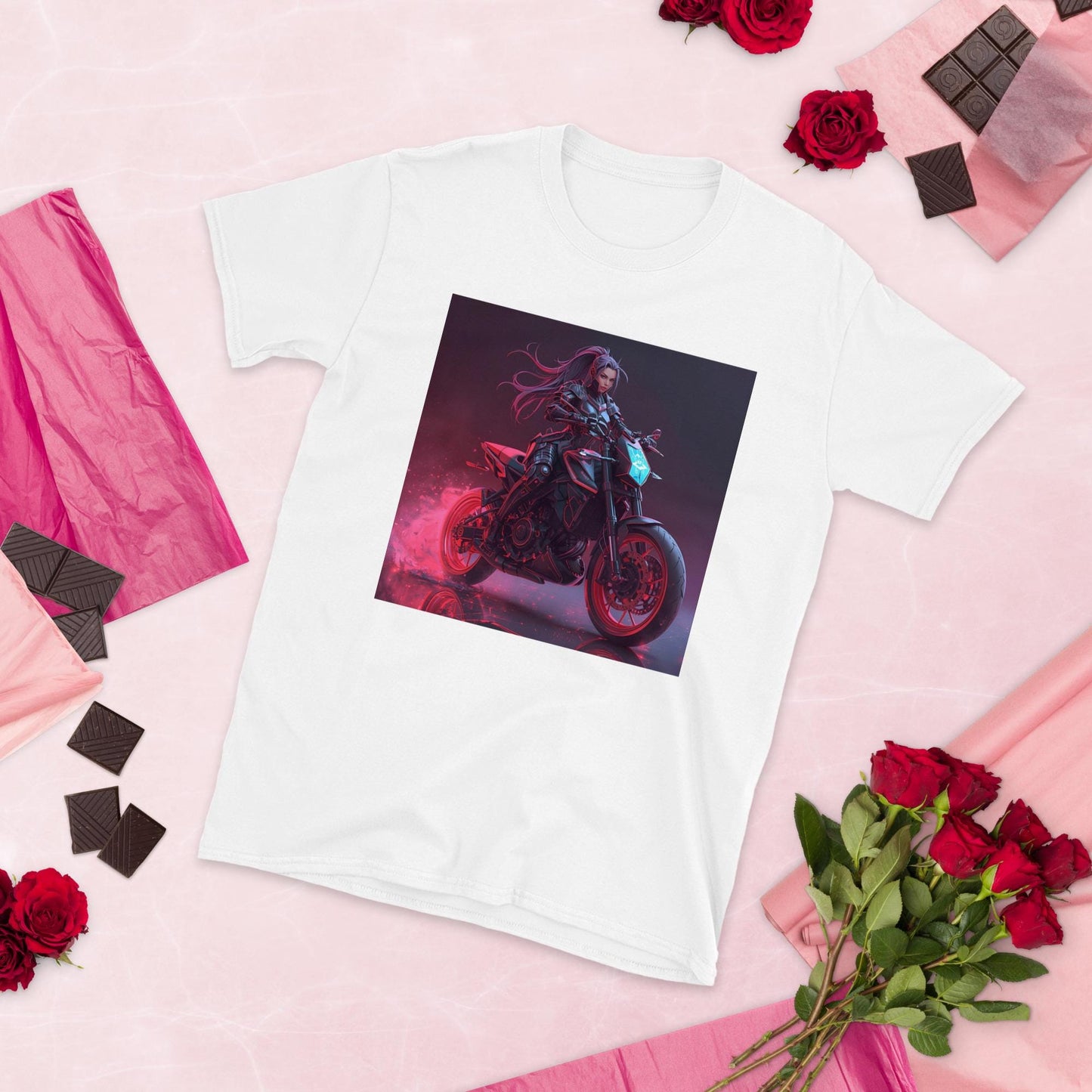 Neon Sorceress Rider T-Shirt | Fantasy Moto Graphic Tee | Unisex Streetwear | Black or White