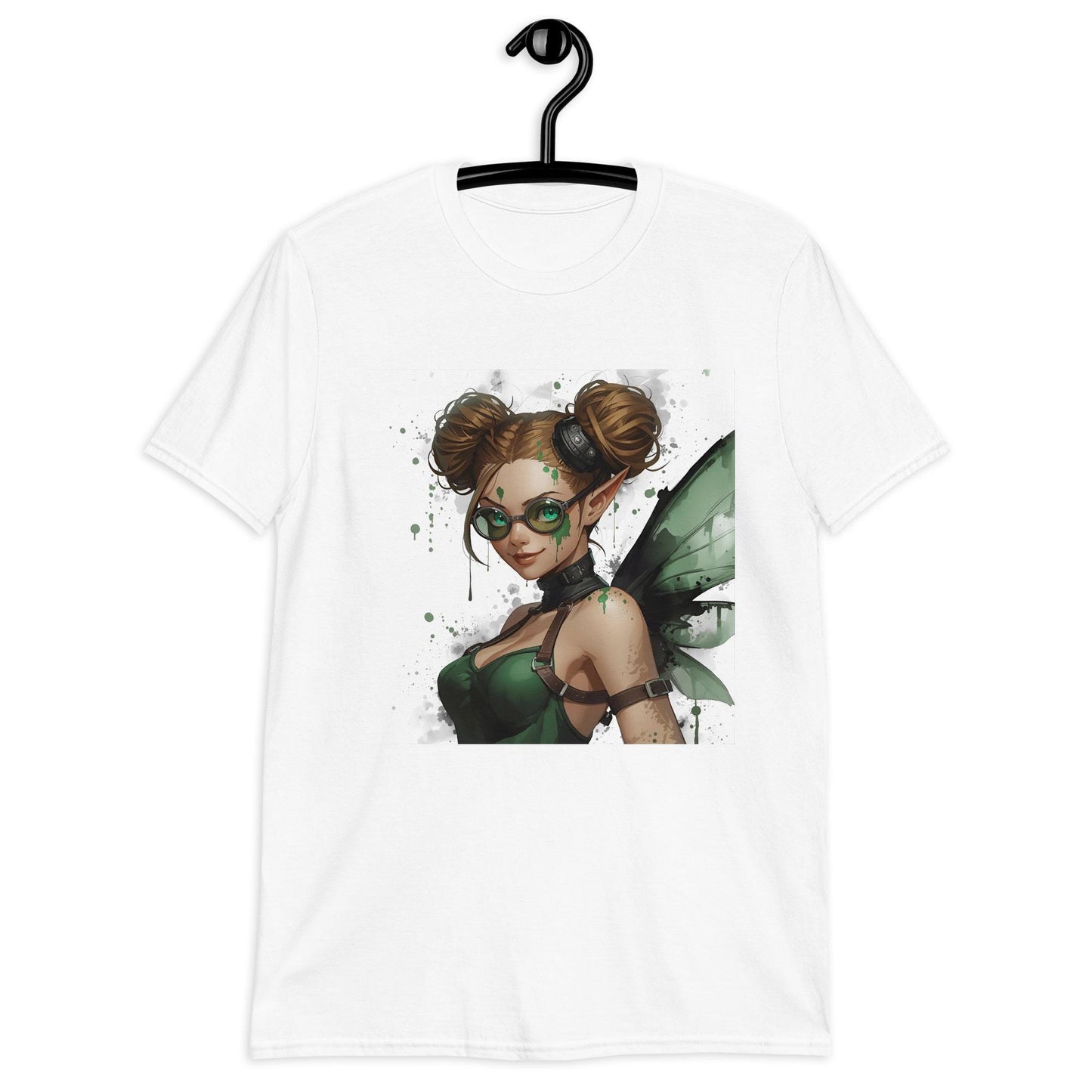 Steampunk Fairy T Shirt | Green Goggles Pixie | Winged Clockwork Art Tee | Fantasy Streetwear Top