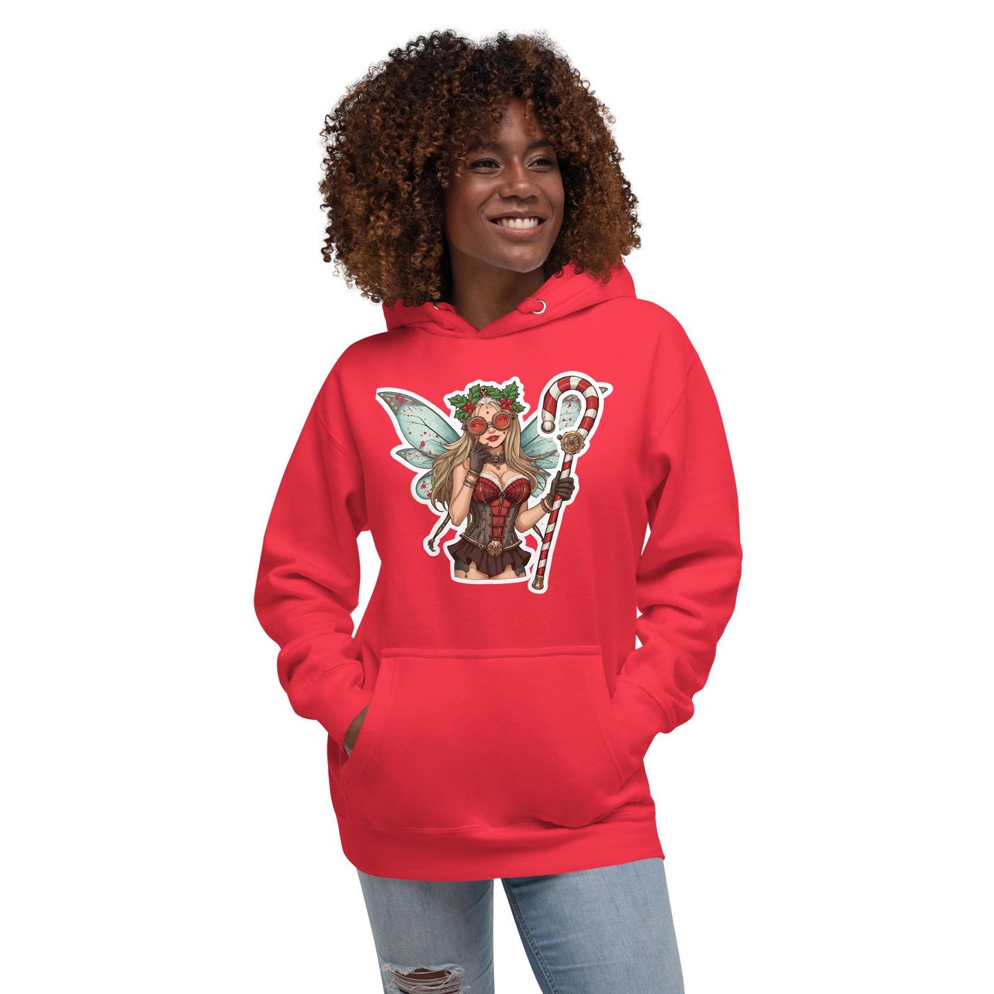 Steampunk Christmas Fairy Hoodie | Candy Cane Staff | Festive Fantasy Streetwear