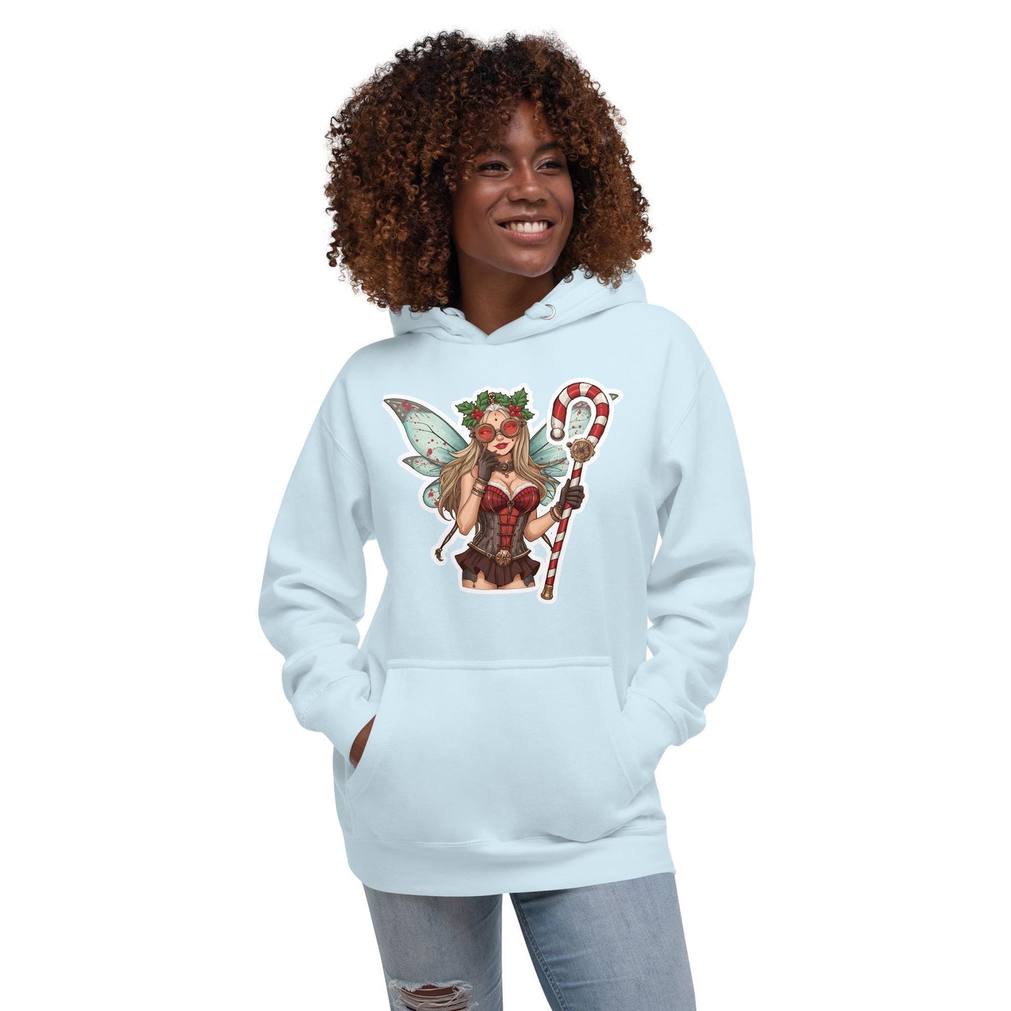 Steampunk Christmas Fairy Hoodie | Candy Cane Staff | Festive Fantasy Streetwear