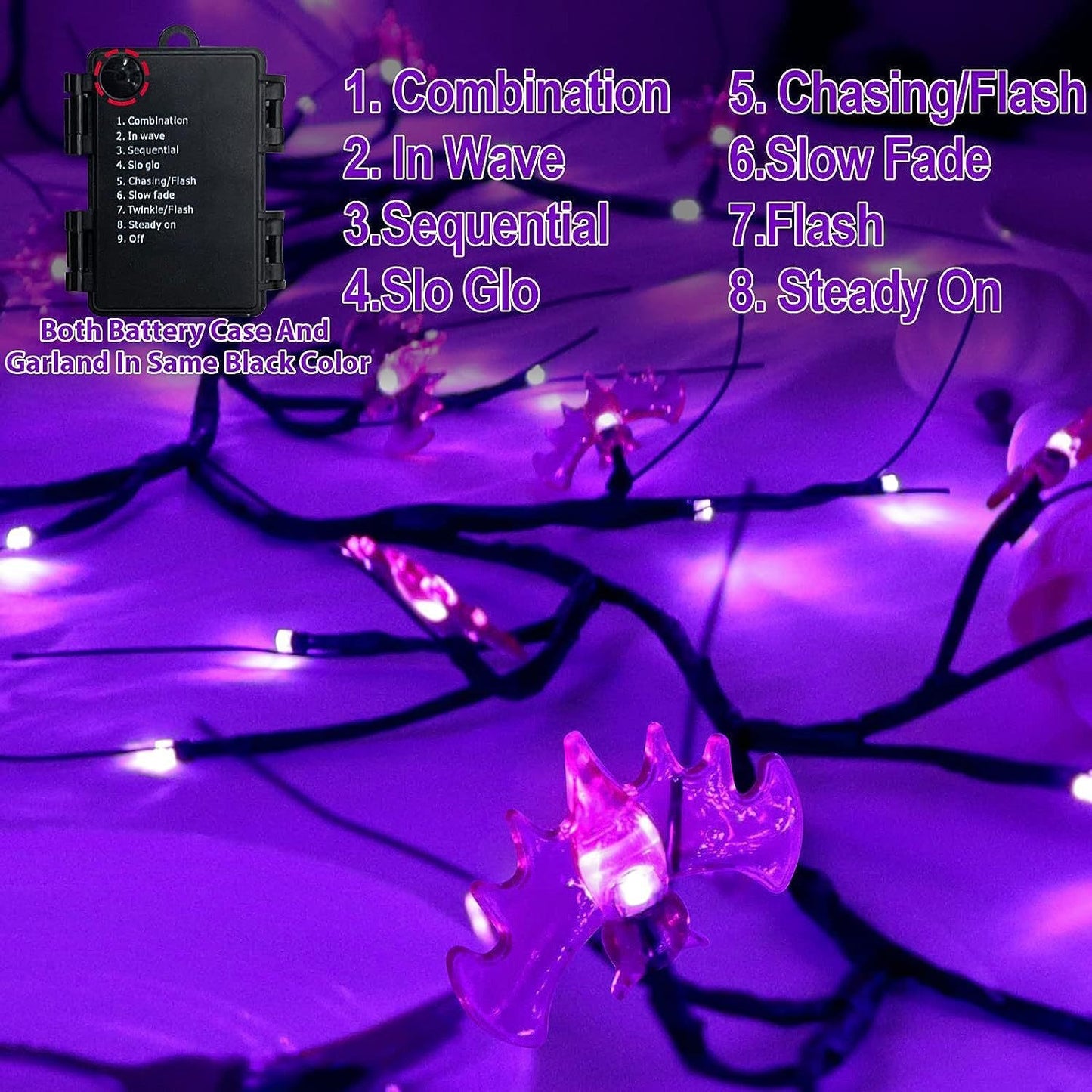 Halloween LED Takverlichting – Paars & Oranje