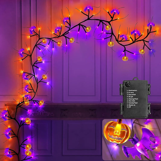 Halloween LED Takverlichting – Paars & Oranje