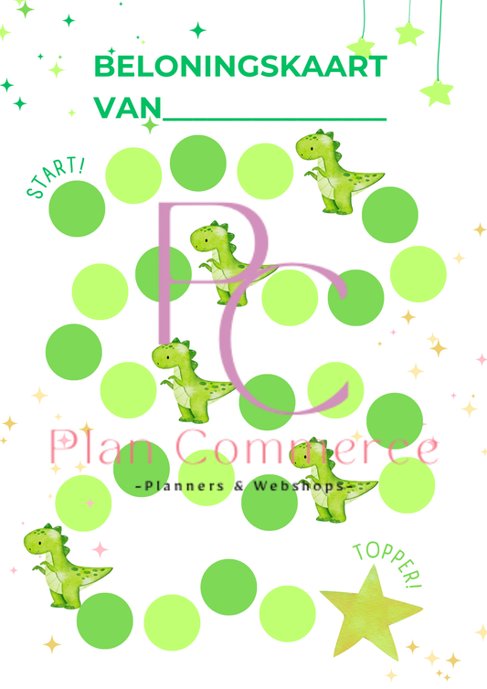 Beloningskaart Kinderen – Dino - Printable PDF - (Direct Download)