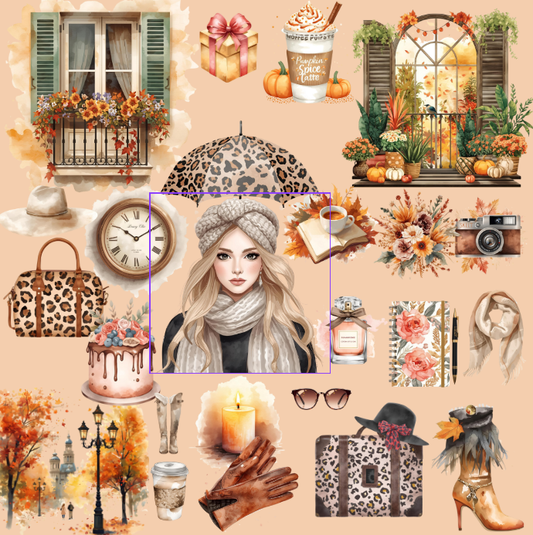 Autumn Fashion Stickers – 24 stuks | Digitale download